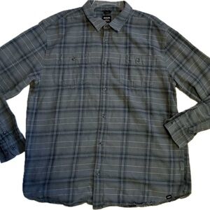 prAna Men’s Long Sleeve Flannel Shirt Gray Blue Plaid Slim Fit Style 1964361